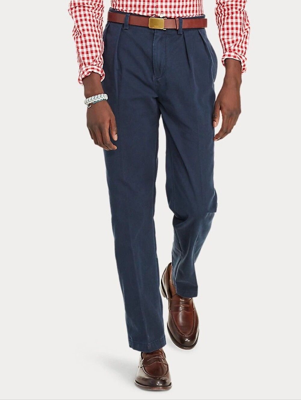 Polo Ralph Lauren Mens Aviator Navy Blue Classic Fit Pleated Chino Pants 42x32